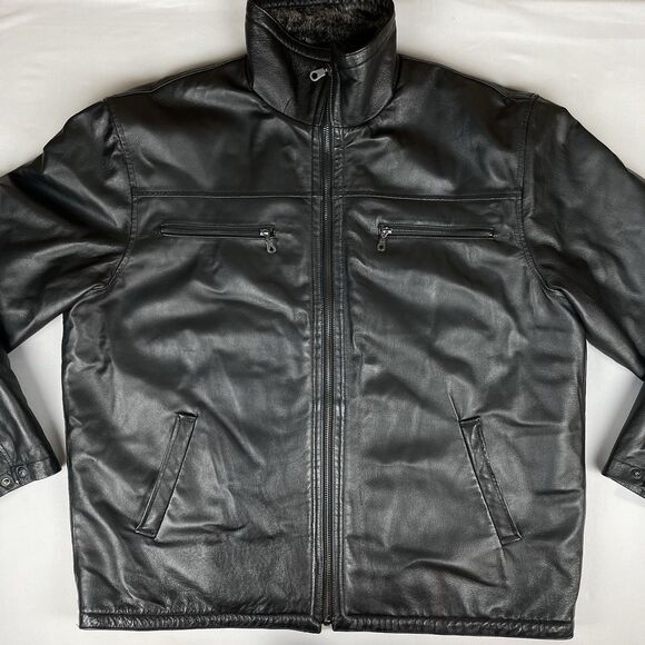 Zero Other - Zero 100% Genuine Leather Motorcycle Biker Jacket Men’s XXL Black Grey Urban